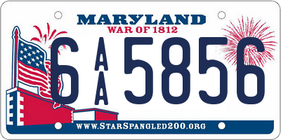 MD license plate 6AA5856