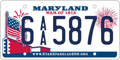 MD license plate 6AA5876