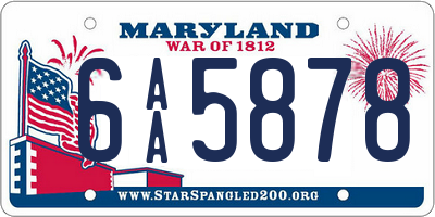 MD license plate 6AA5878