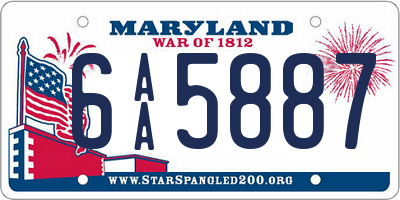 MD license plate 6AA5887
