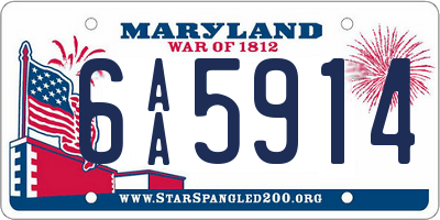 MD license plate 6AA5914