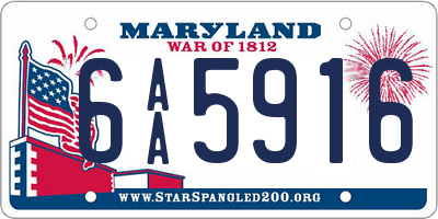 MD license plate 6AA5916