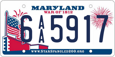 MD license plate 6AA5917