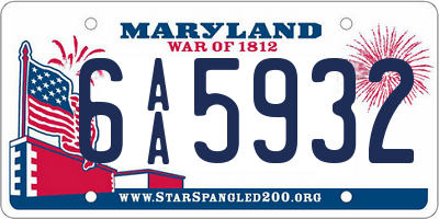 MD license plate 6AA5932