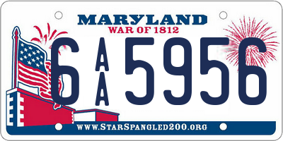 MD license plate 6AA5956