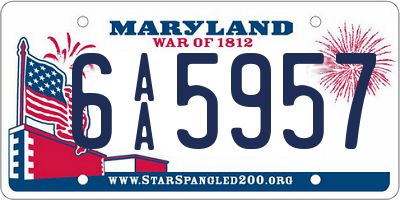 MD license plate 6AA5957