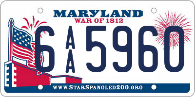 MD license plate 6AA5960