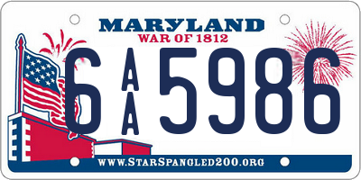 MD license plate 6AA5986