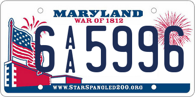 MD license plate 6AA5996