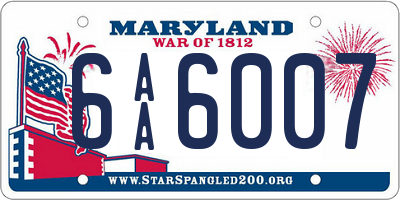 MD license plate 6AA6007