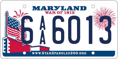 MD license plate 6AA6013