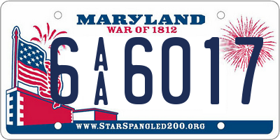 MD license plate 6AA6017
