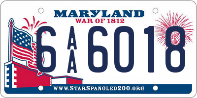 MD license plate 6AA6018