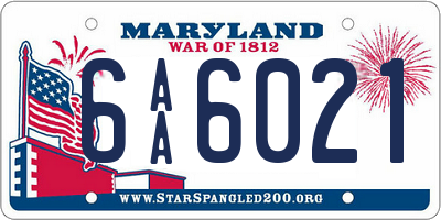 MD license plate 6AA6021