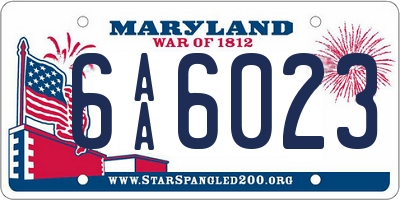 MD license plate 6AA6023