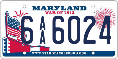 MD license plate 6AA6024
