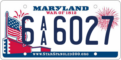 MD license plate 6AA6027