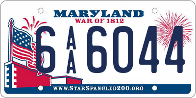 MD license plate 6AA6044