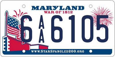 MD license plate 6AA6105