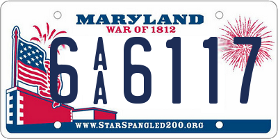 MD license plate 6AA6117