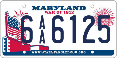 MD license plate 6AA6125