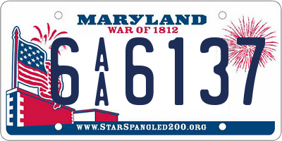 MD license plate 6AA6137