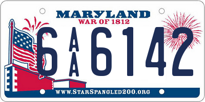 MD license plate 6AA6142