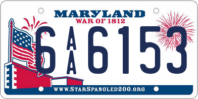 MD license plate 6AA6153