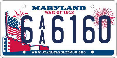 MD license plate 6AA6160