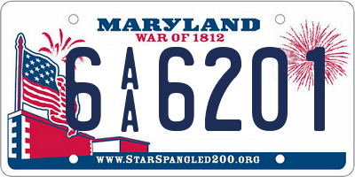 MD license plate 6AA6201