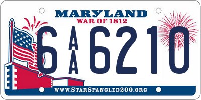 MD license plate 6AA6210