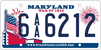 MD license plate 6AA6212
