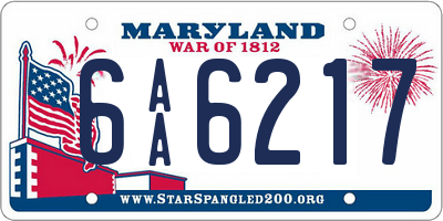 MD license plate 6AA6217