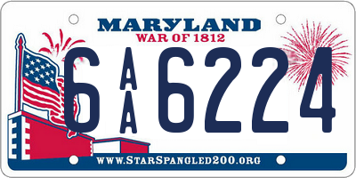 MD license plate 6AA6224