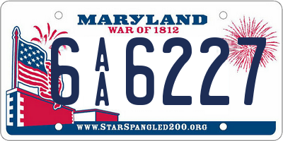 MD license plate 6AA6227