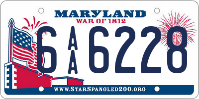 MD license plate 6AA6228