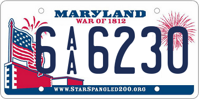 MD license plate 6AA6230