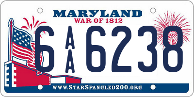 MD license plate 6AA6238
