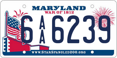 MD license plate 6AA6239
