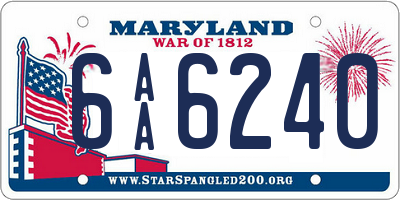 MD license plate 6AA6240
