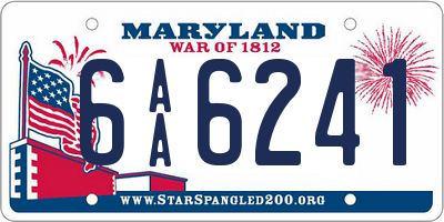 MD license plate 6AA6241