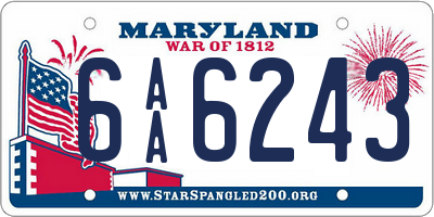 MD license plate 6AA6243