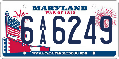 MD license plate 6AA6249