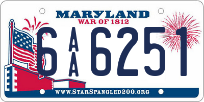 MD license plate 6AA6251