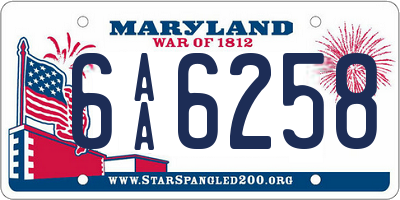 MD license plate 6AA6258