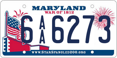 MD license plate 6AA6273