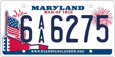 MD license plate 6AA6275