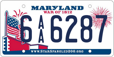 MD license plate 6AA6287
