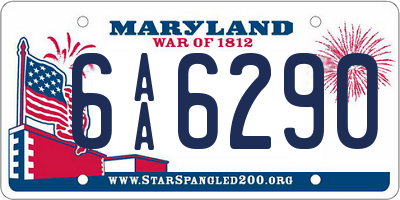 MD license plate 6AA6290