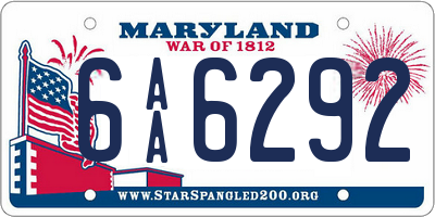 MD license plate 6AA6292